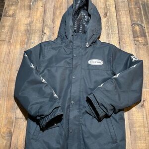Boys, Volcom Black Hooded snowboarding Jacket.